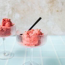 strawberry sorbet in glasses